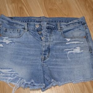 American Eagle Outfitters Light Wash Distressed Denim Jean Shorts